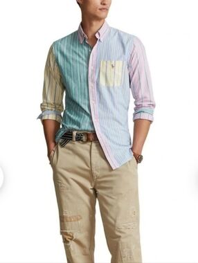 POLO Ralph Lauren Striped Oxford Fun Shirt Mens Small